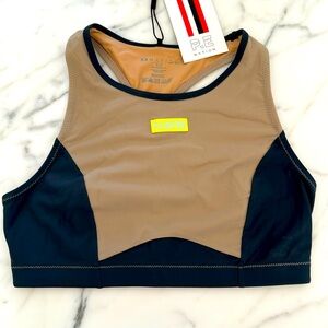 P.E Nation Drop Step Bikini Top Sports Bra Olive Grey S NWT
